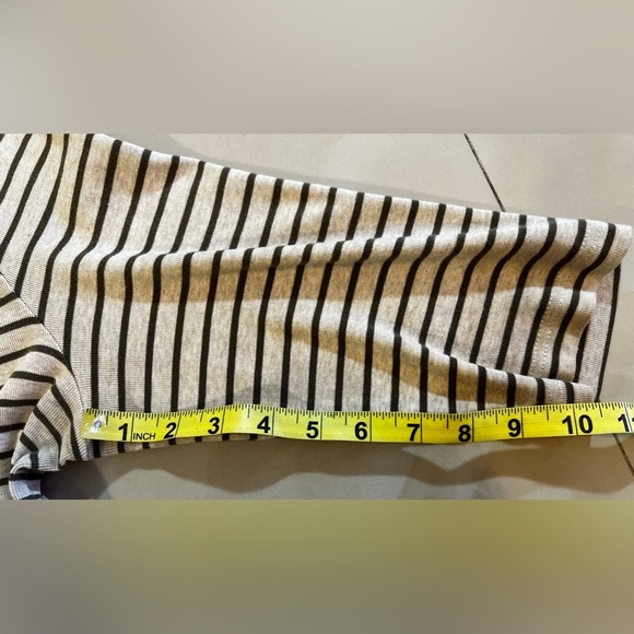 LAUREN RALPH LAUREN SWEATER TOP 3/4 SLEEVE‎ BEIGE WITH STRIPES OLIVE GREEN L - Picture 7 of 16